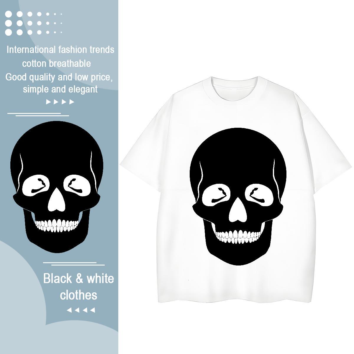 Designer T-Shirts 230g Pure Cotton Breathable Soft Home Outdoor skull Couples T Shirts Free Shipping Custom Print Oversized Wear