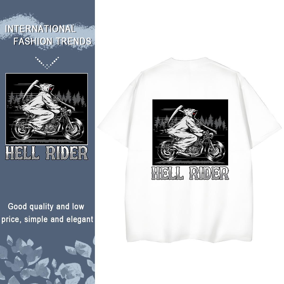 2024 Casual Women T Shirts 230g Cotton Crew Neck Street Casual Motorcycle Women Tees Unisex DIY Anime Wear
