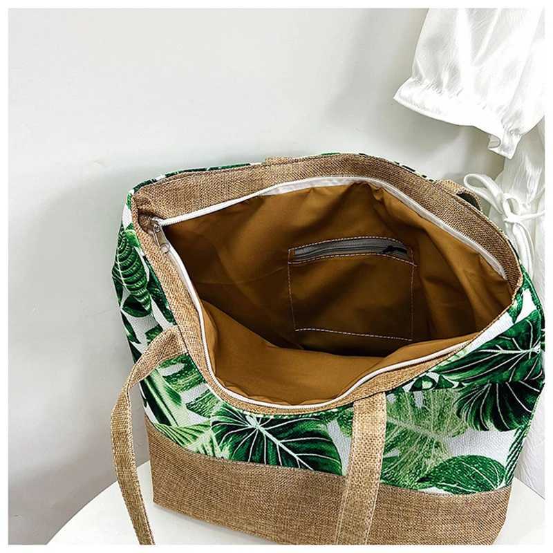 Fashion Folding Womens Large Size Handbag Womens Leisure Flower Printed Canvas Graffiti Shoulder Bag Beach Bolsa Feminina Y241011