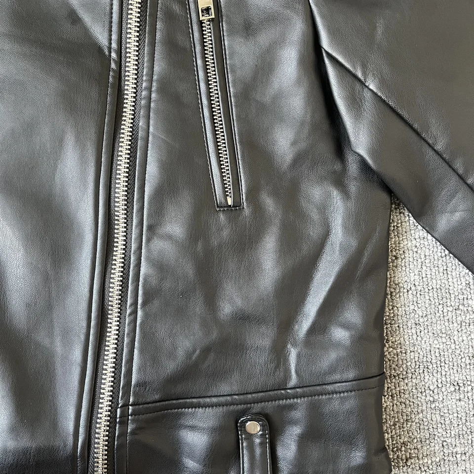 Taop Za Autumn Womens Fashion Warm and Slim Fit Lapel Short Leather Jacket Simple Jacket 241011