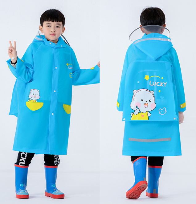 Children's raincoat with hat creates a fashionable little expert in the rain