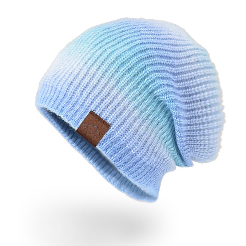 Autumn and Winter New Knitted Hat Cross-border European and American Trend Gradient Tie Dye Warm Hat Rainbow Fashion Woolen Hat for Women