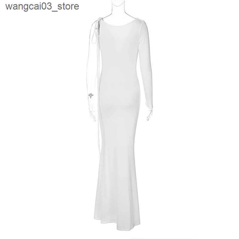 Maternity Dresses Maternity Fashion Sexy V-Neck Half Sleeve Bodycon Dress - Single Shoulder Solid Color Stylish Design L240910