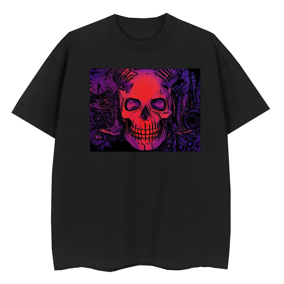 Fashion New T Shirt For Woman 230g 100% Cotton Breathable Short Sleeve Street Wear skull Womens Tshirts Loose White Plus Size Clothes