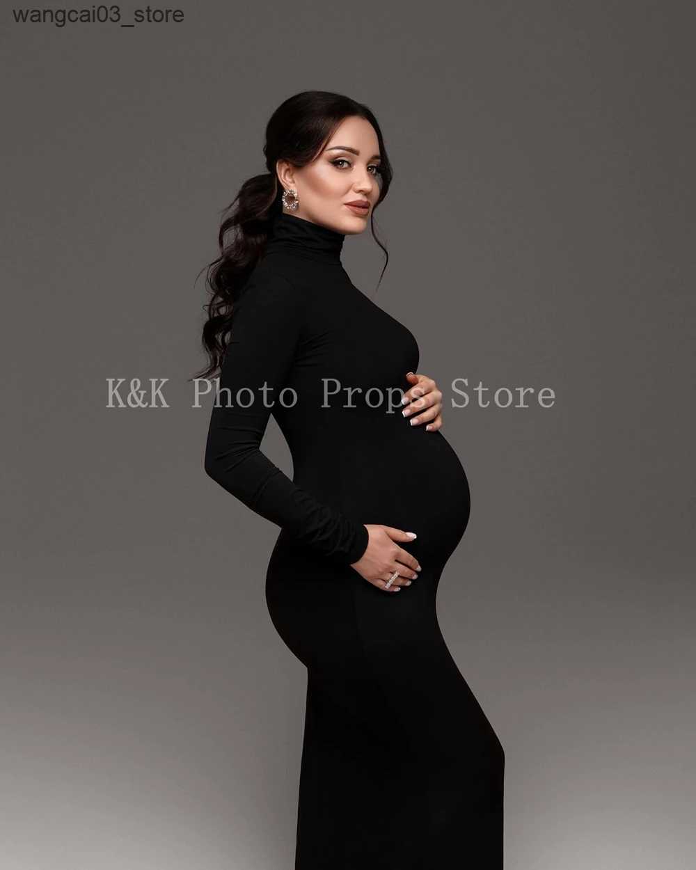 Maternity Dresses Maternity Dresses High Neck Long Sleeve Bodycon Dress for Photography Maternity - Versatile for Daily Wear Street Style Parties L240