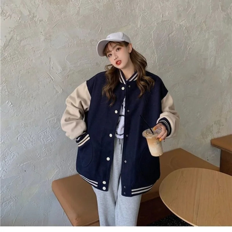 Deeptown Bomber Jacket Women Vintage College Varsity Oversized Korean Fashion Streetwear In Outerwear Baseball Jackets Coat 241011