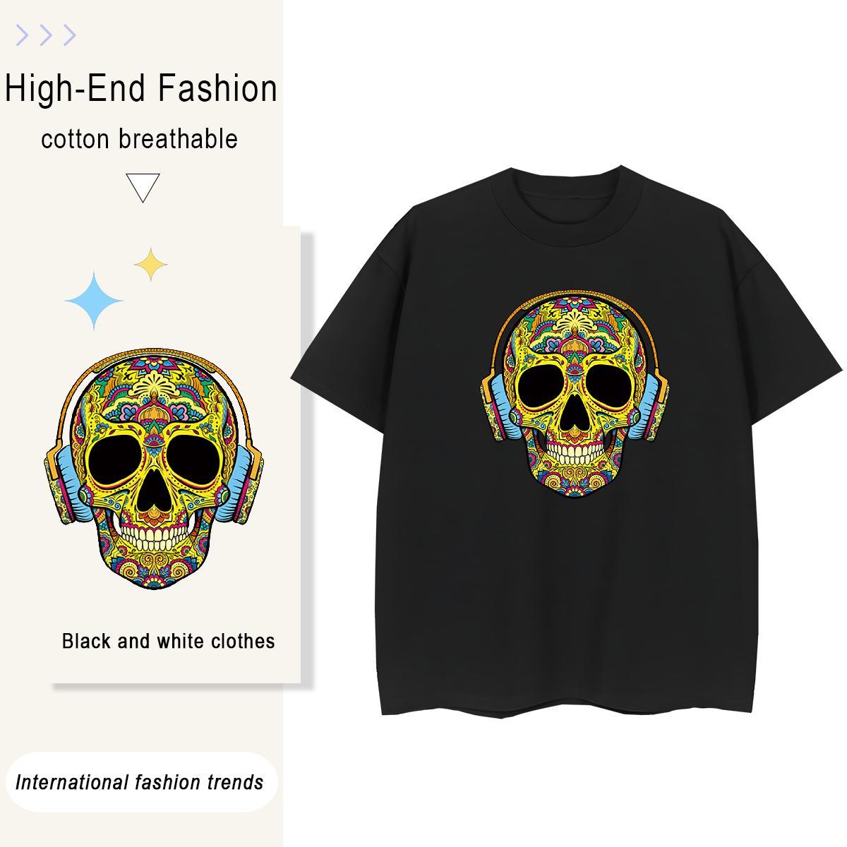 TOP Quality T shirt 100% Cotton 230g Breathable Crew Neck Casual skull Lady T shirt Designer Oversized L-4XL Top Shirts