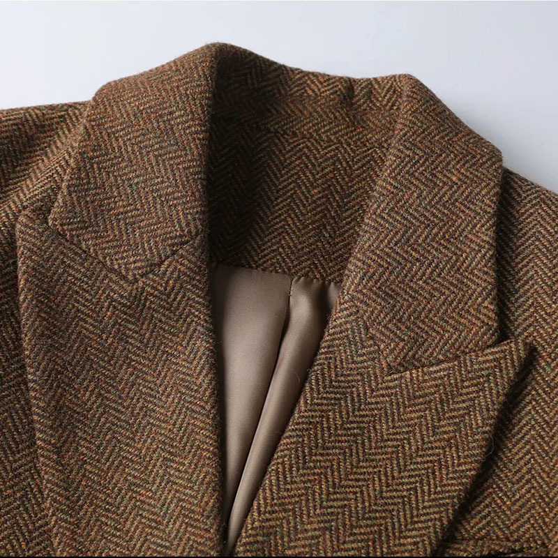 Comes With Belt A Vintage Wool Jacket For Women Autumn And Winter 2024 New Double-Breasted Temperament Female Long Sleeve Blazer