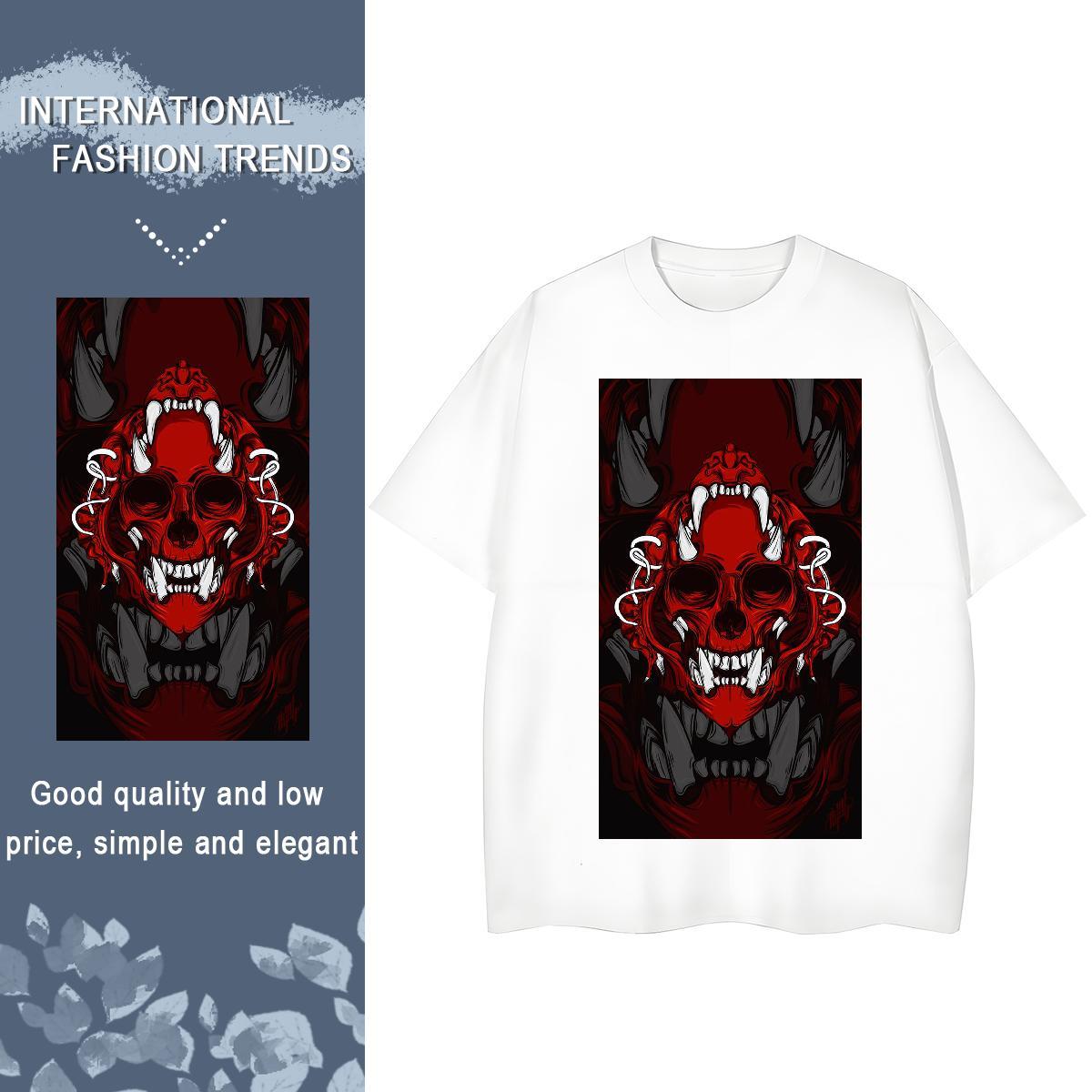 New Arrival Womens T Shirts 100% Cotton 230g Short sleeve Soft Sports Casual skull Womens Tshirts Popular Cartoon Printing L-4XL Top Tees