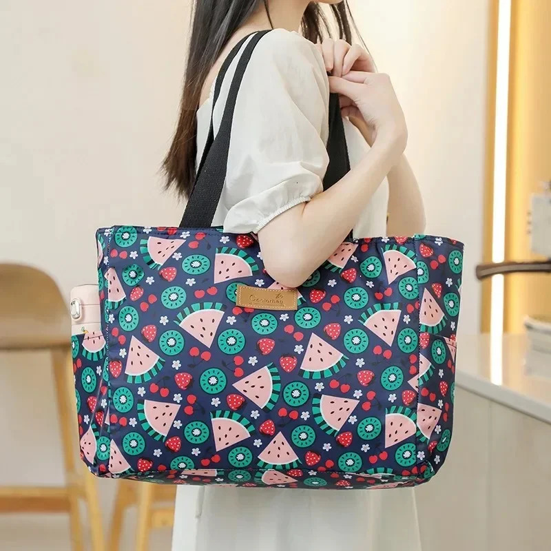 Large capacity waterproof heat cooler bag womens portable lunch travel picnic box insulated bento box bag food ice bag 241008