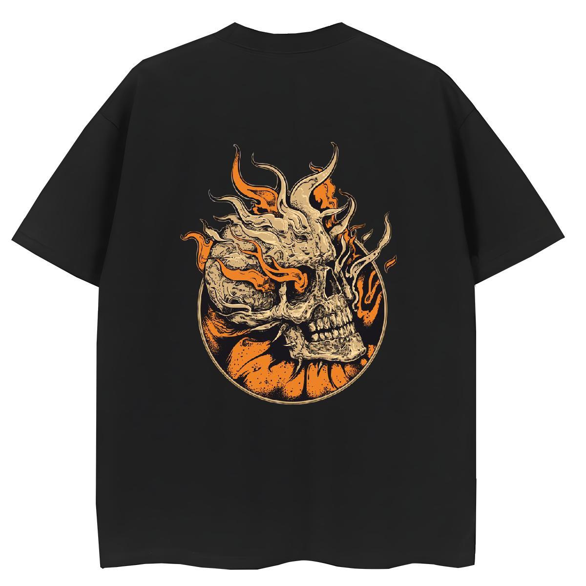 Custom T shirt 230g Pure Cotton Breathable Street skull Unisex Tshirts Soft Cartoon Floral Printing Clothes Shirt