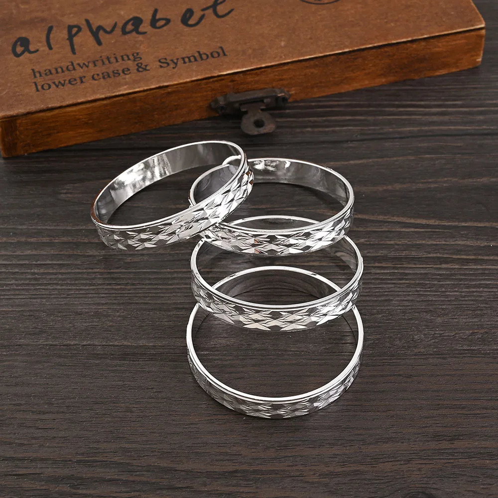 Silver 45MM Dubai Baby Cute Bracelet Ethiopian Womens Jewelry Bracelet Girls Birthday Jewelry Gift 241007