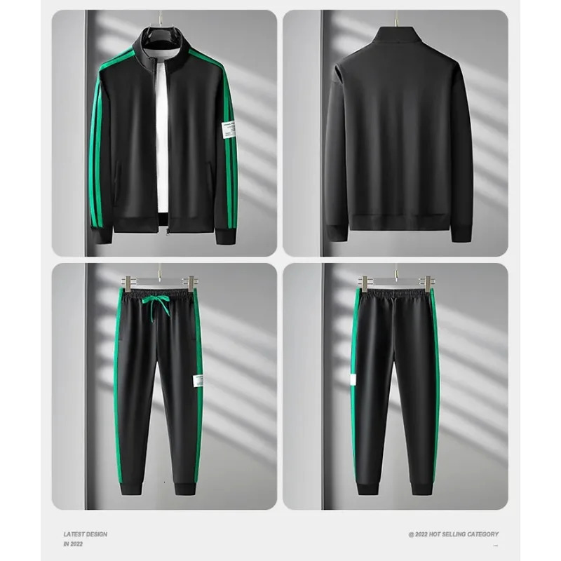 2024 Men Sets Fashion Sporting Tracksuit Spring Zipper JacketsPants Suits 2 Pieces Male Patchwork Slim Sportswear 4XL 241008