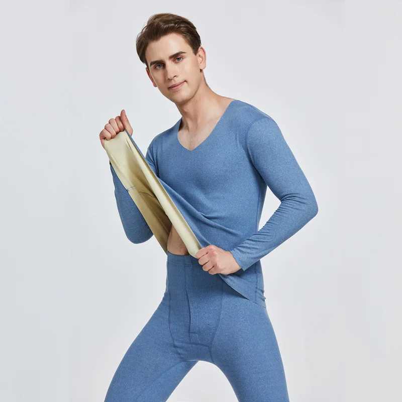 Men's Thermal Underwear Womens unmarked hot underwear set for autumn and winter thick autumn clothes velvet winter bottom shirt Y241018UI6M