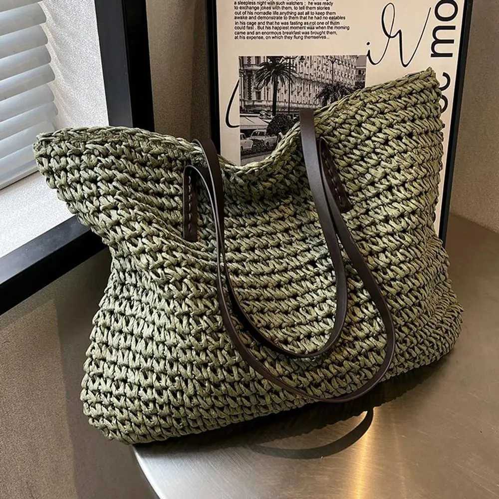 New Luxury Turf Womens Handbag Summer Leisure Large Capacity Handbag Fashion Beach Womens Shoulder Bag Simple Style Shopping Bag Y241011