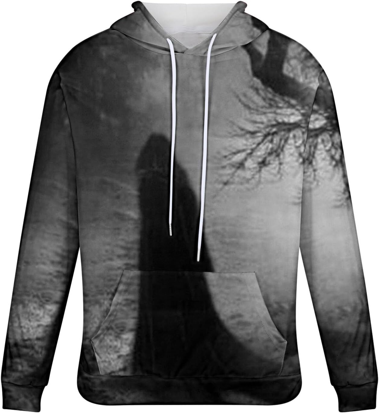 Hoodie for Mens Womens Halloween Pullover Sweatshirt Men Drawstring 3D Cobweb Print Tee Causal Long Sleeve Pullover Hoodies Fall Clothes Graphic