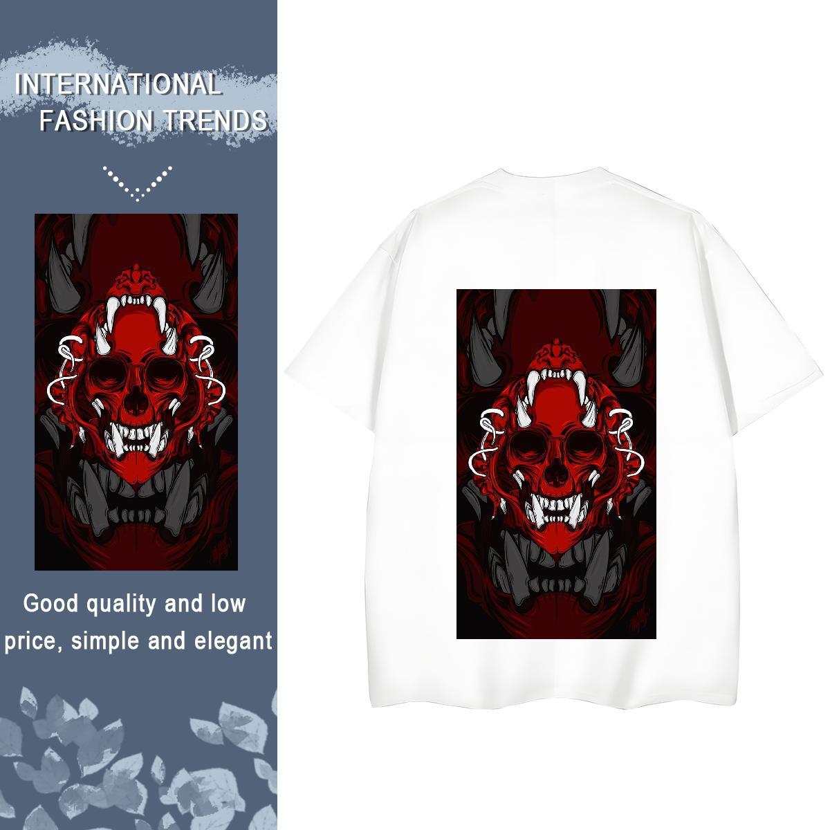 Casual New Women T Shirts 230g 100% Cotton Breathable Short Sleeve Casual Sport skull Lady T shirt Designer DIY Anime Printed Clothes Shirt