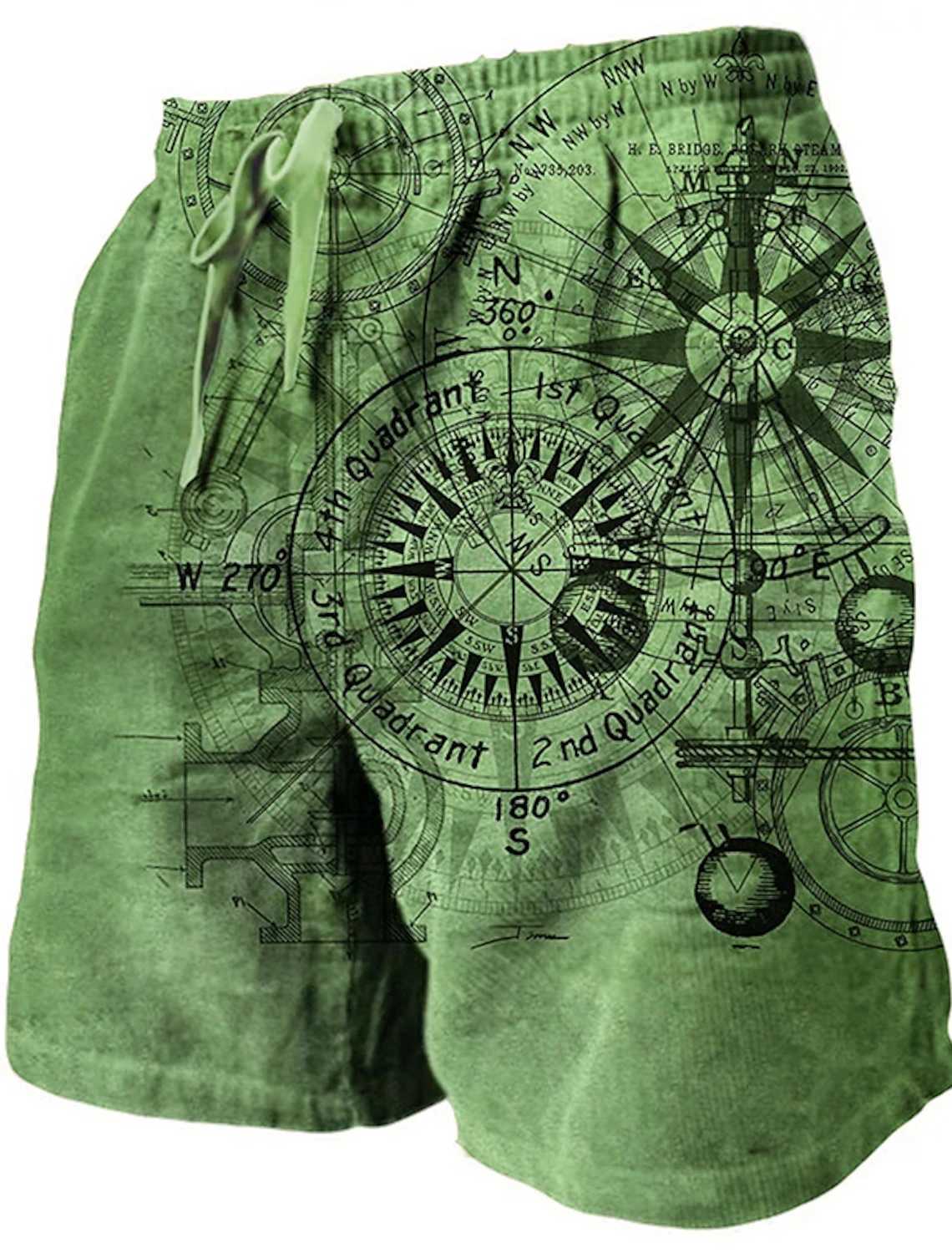 Mens Beach Pants Compass 3D Printed Shorts Mens Summer Breathable Shorts Fitness Street Shorts Mens Clothing Men W250215