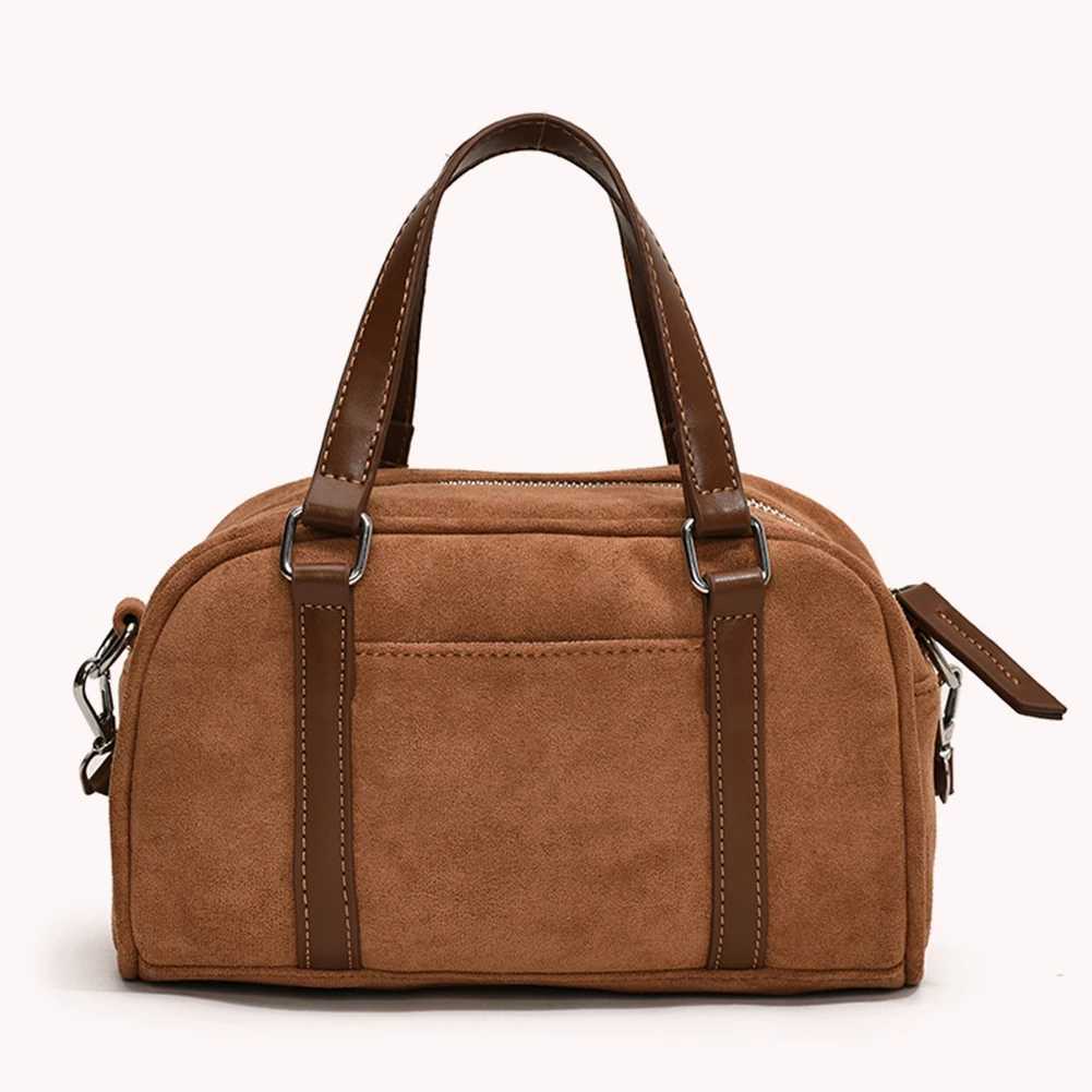 Ladies Suede Tote Bag Adjustable Strap Top Handle with Interior Pocket Zipper Handbag for Work Travel 241011