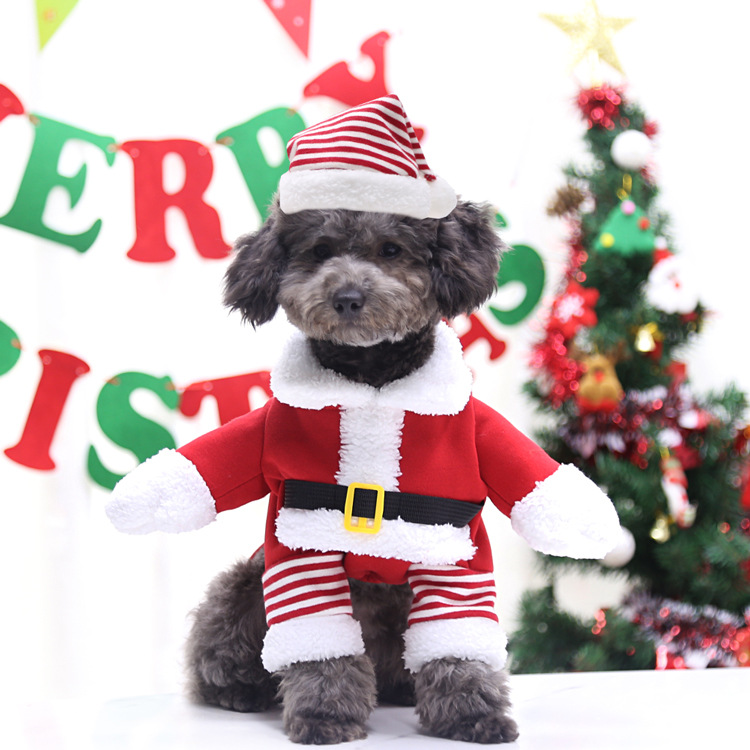 Christmas Dog Costume Outfit, Xmas Puppy Santa Claus Clothes Suits Hat Pet Dogs Cats Party New Year Funny Cosplay for Small Medium and Big Pets