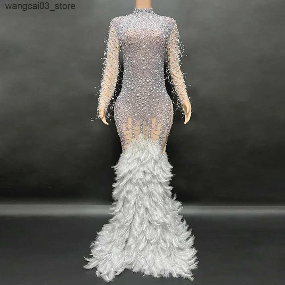 Maternity Dresses Glitter Beaded Maternity Gowns For Photo Shoot Sexy Crystal Diamond Mermaid Long Pregnant Dresses Women Feathers Mermaid Gown L24091