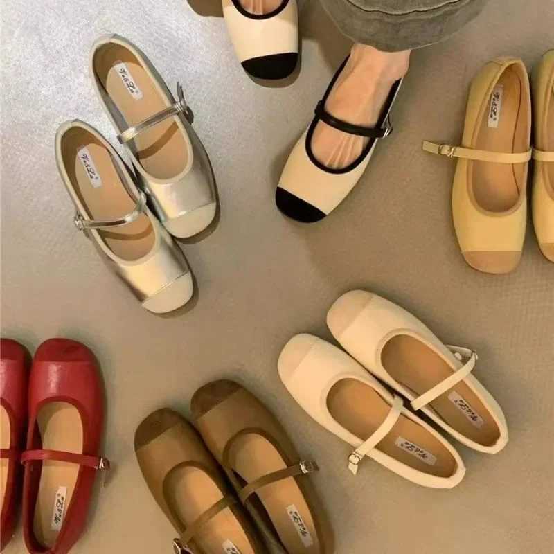Designer Silver Womens Ballet Apartment Fashion Womens Leisure Soft Bottom Apartment Spring Womens Comfortable Shallow Ballet Shoes Y241011