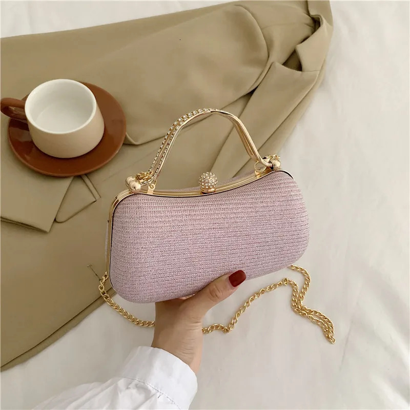 Shell Bag Womens Evening Clutch Golden Top Handle Handbag Elegant Party for Prom Cocktail Chain Crossbody Sling Purse 2024 240925