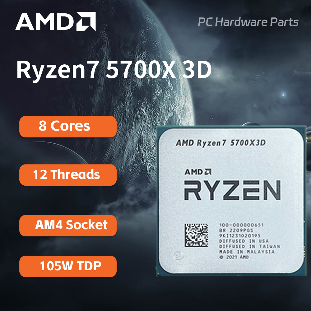 New AMD Ryzen 7 5700x3d CPU R7 5000 Serie 8 Core 16 Thread 3.0 GHz Socket AM4 Processor 7NM L3=96M105W None Integrated Graphic