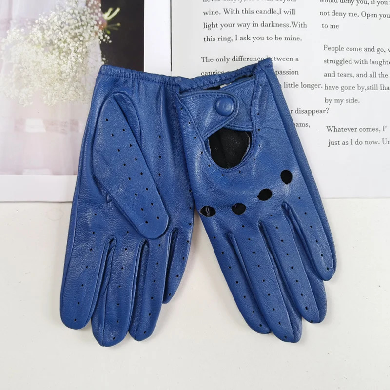 style sheepskin gloves for women thin singlelayer unlined hollow breathable riding motorcycle spring and summer 240906