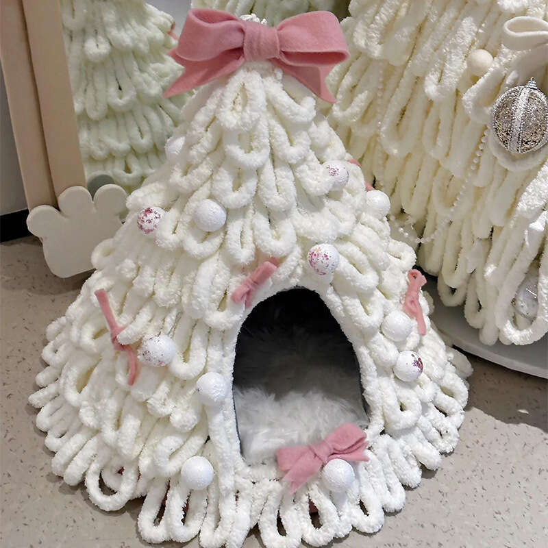 Christmas Tree Cat Nest DIY Autumn/Winter Dog Bed Homemade Material Pack Cat Tail Yarn Handmade Christmas Dog Nest Carton 740