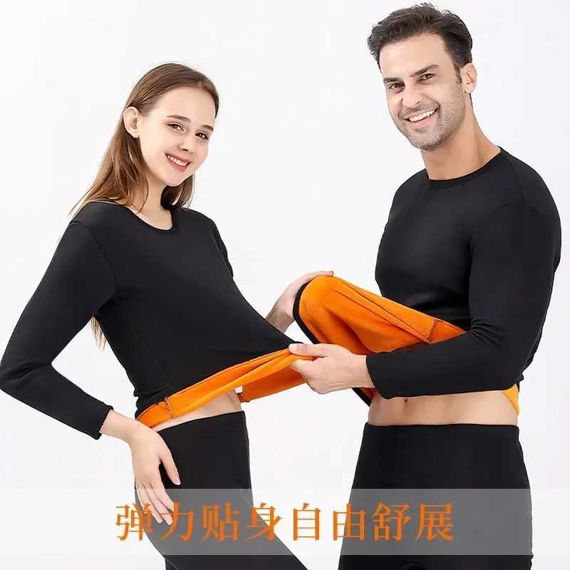 Women's Thermal Underwear Winter Velvet Thick Thermal Underwear for Men Woman High-elasticity Thermal Clothing Flce in Cold Weather Base Layer 2p