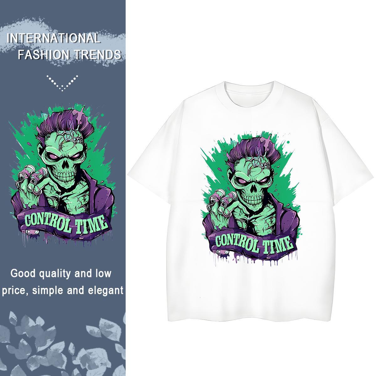 2024 DIY T-Shirts for Women 100% Cotton 230g Short Sleeve O-Neck Summer Casual skull Woman Tshirt High quality Plus Size Custom Wear