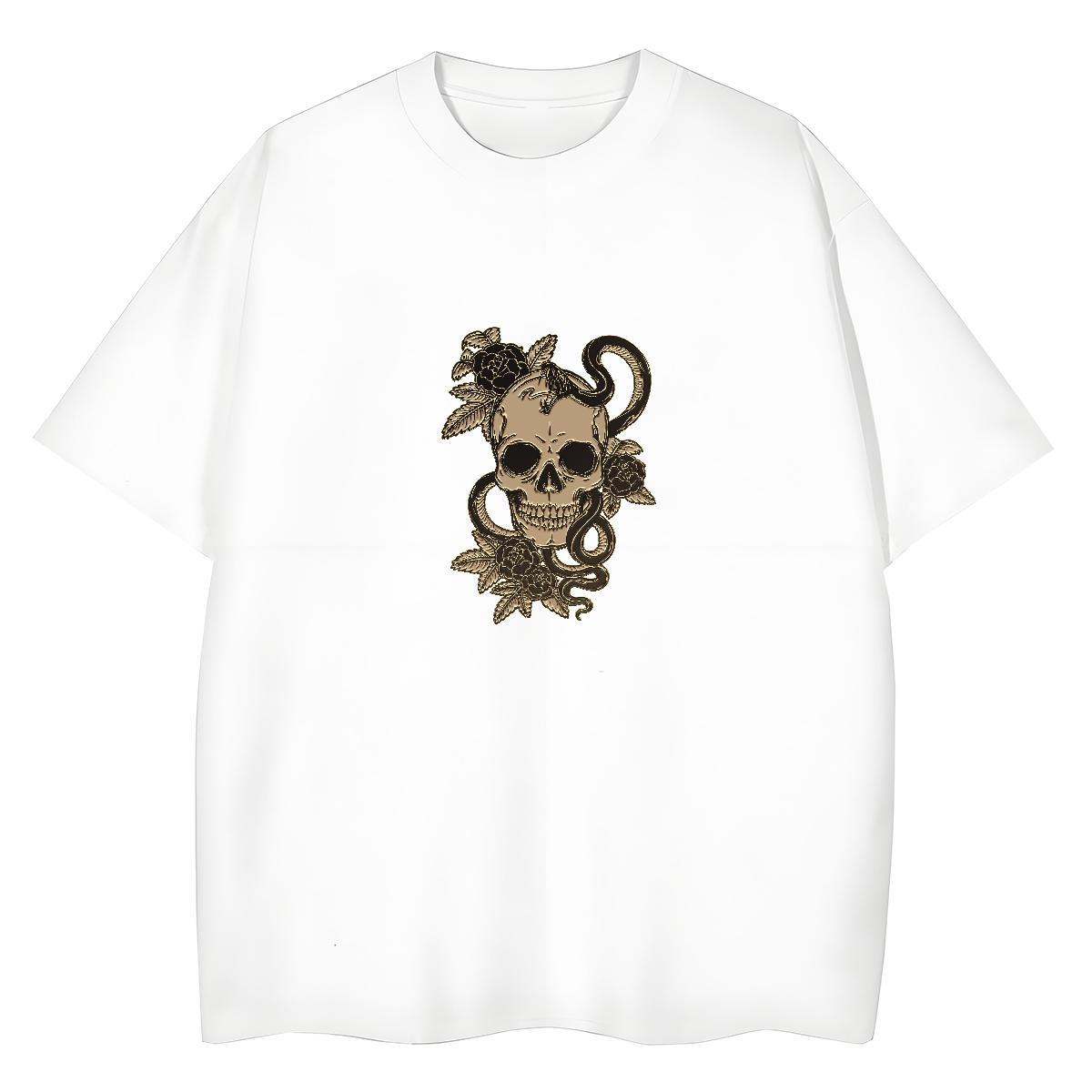 Stylist Womens T Shirts 230g Cotton Crew Neck Beach skull Women Tshirts Loose fit Custom Print Oversized Tees