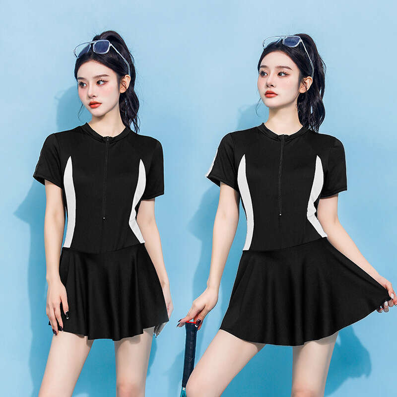 Swimsuit Women's One-Piece Sports Hot Spring High-End Conservative Slim Fit Dress Style Vacation Swimsuit