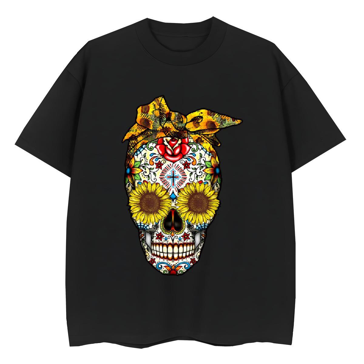 2024 Woman T Shirts 230g Pure Cotton Breathable Sport skull Women Tshirts Loose Custom Cartoon Tops
