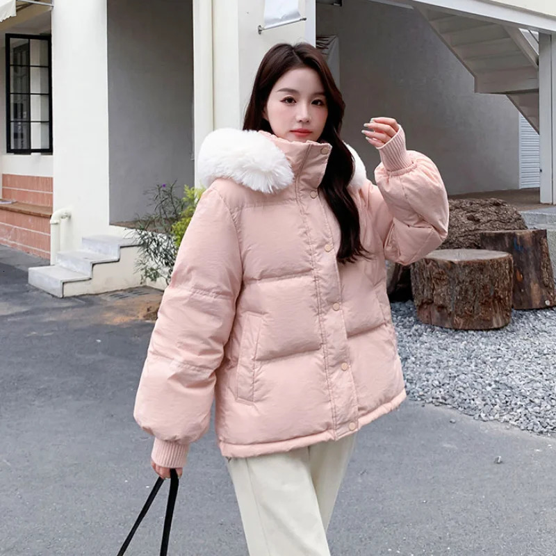Blue down jacket womens coat black hooded fashion American streetwear Y2K style duck down jacket womens winter short jacket 241009