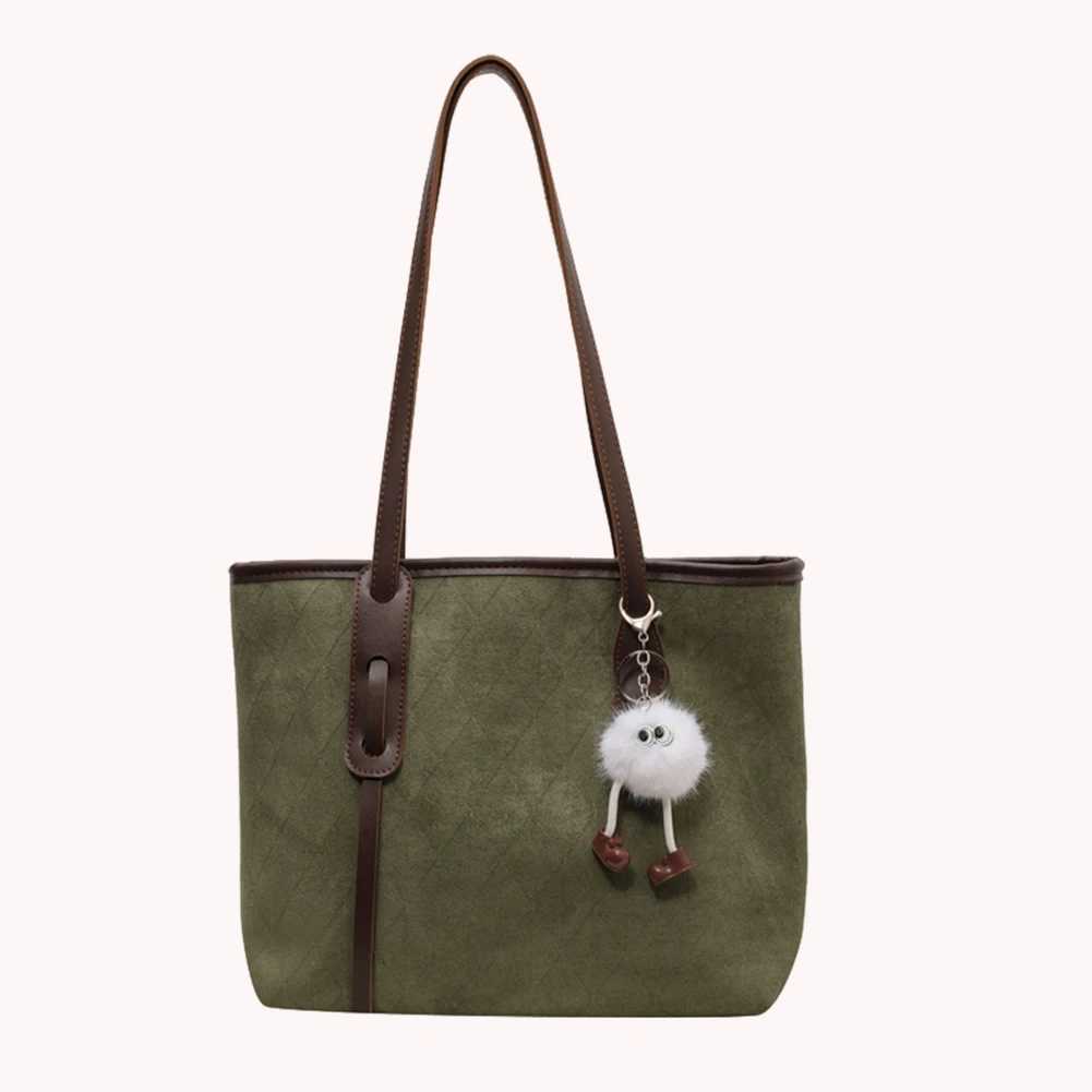 Ladies Suede Large Tote Bag with Inner Pocket Handbag Zipper Closure Purses and Handbags Retro for Work Travel 241011