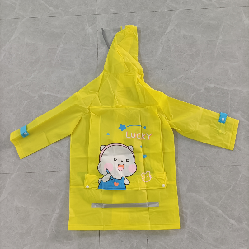 Children's raincoat with hat creates a fashionable little expert in the rain