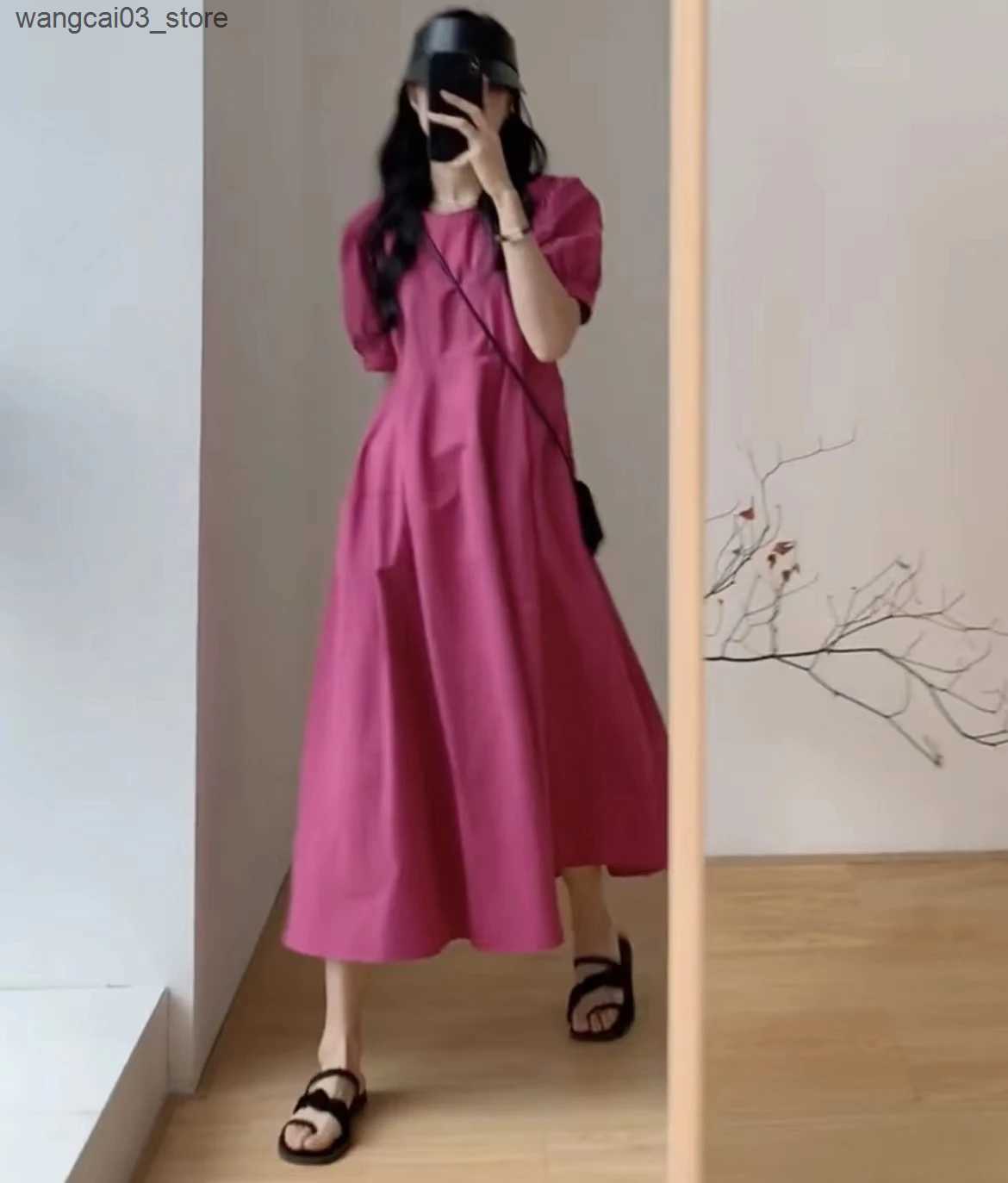 Maternity Dresses Good Quality Pregnancy Cotton Linen Dress Vintage Solid Color Maternity A-Line Dress Short Sleeve Slim Pregnant Woman Clothes L24091