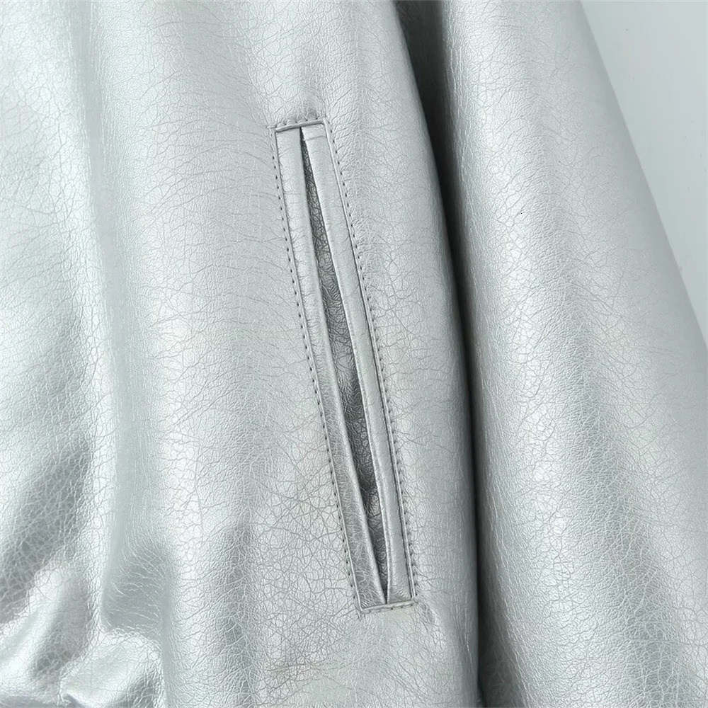 ZAR Spring/Summer Womens Clothing American Retro Silver n Baseball Set Womens Short Pilot Jacket Top 241011