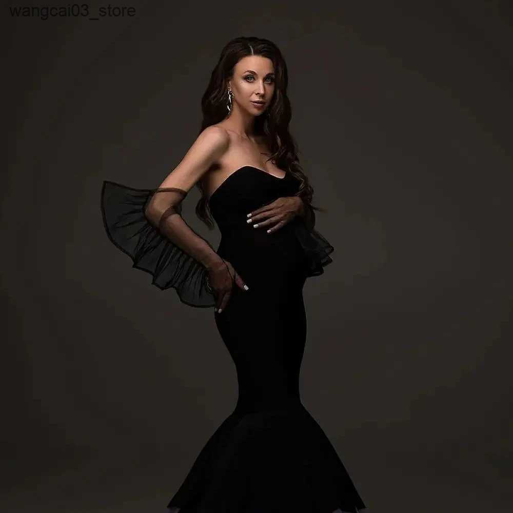 Maternity Dresses Photo Shooting Props Gown Accessories Sheer Tulle Gloves Detachable Dress Sleeves Wedding Dress Removable Puff Sleeves L240910