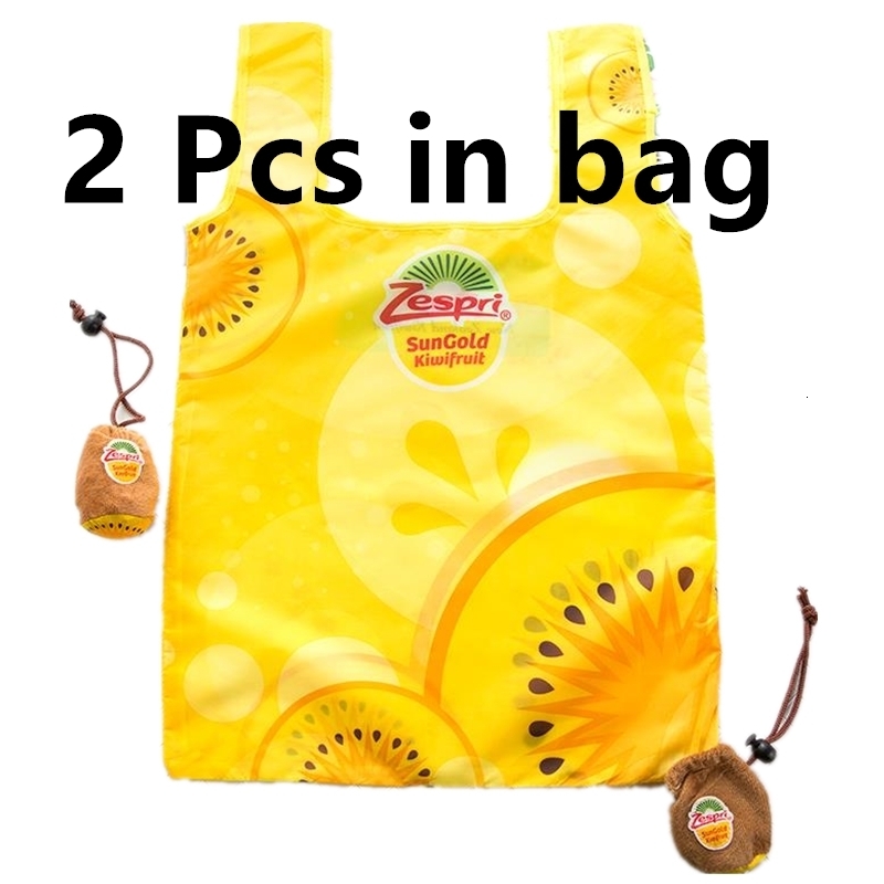 2PCS Kiwi suit s Reusable Shopping Bag Fruits ECO Grocery Polyester large foldable custom bags with 240925