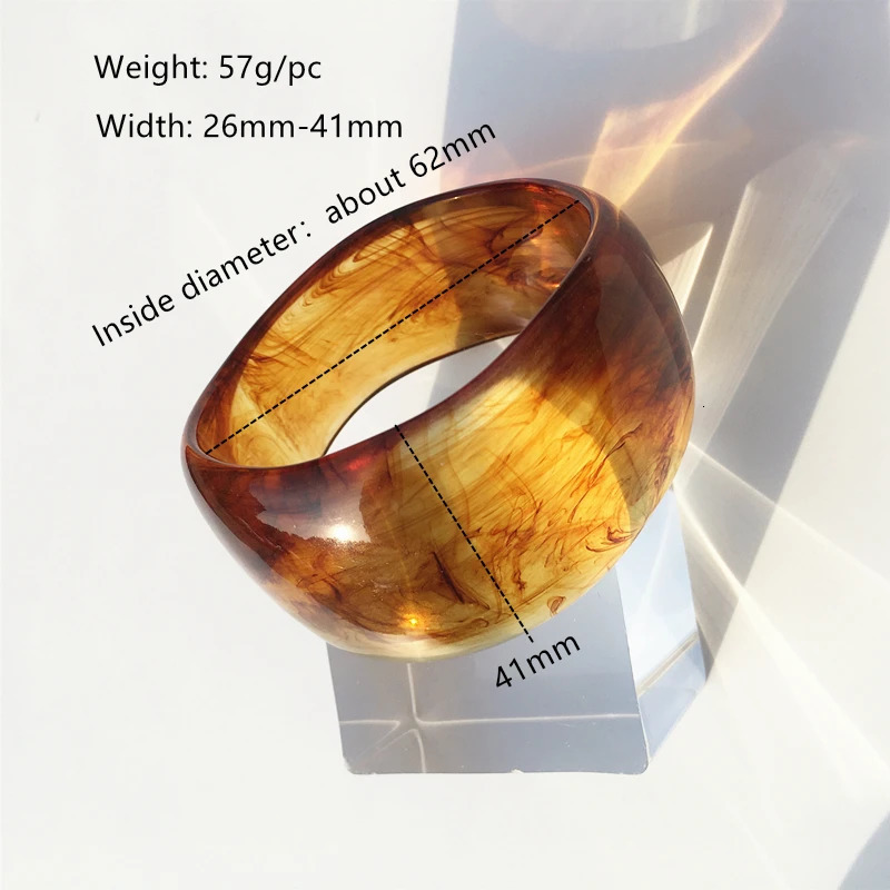 UJBOX small size 62mm irregular pattern blue green brown resin acrylic bracelet suitable for women to wear jewelry by hand 241007