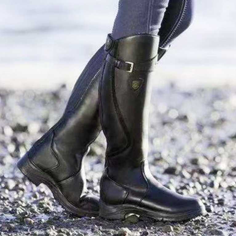 Autumn Winter Martin Boots Tall Long Flat Round Head Fashion Boots Womens Leather Snow Ankle Boots Women Shoes 240826