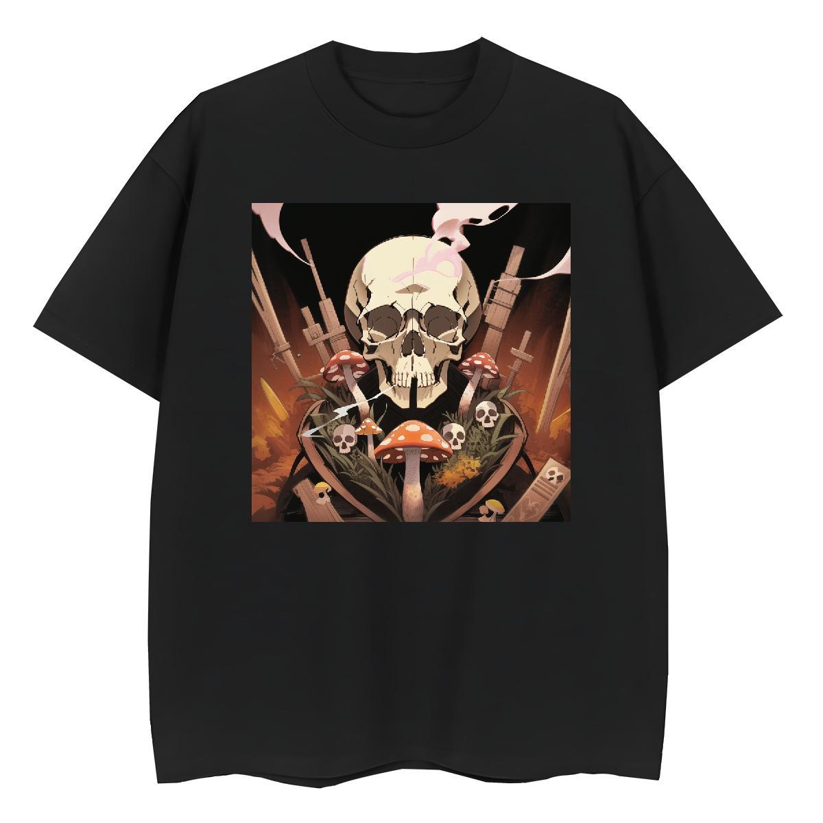 Fashion T Shirt For Woman 230g Pure Cotton O-Neck Short Sleeve Spring Summer skull Unisex Tshirts Loose DIY Anime Clothes