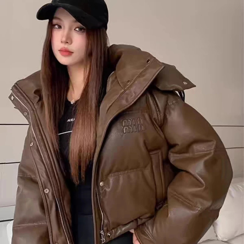 Womens Hoodie Solid Color System Short Warm Coat Fashion 100 Zipper Parker Coat Autumn/Winter 241009