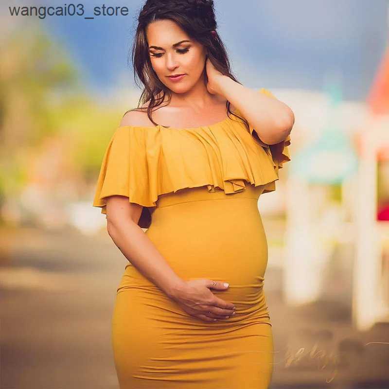 Maternity Dresses Maternity Dresses Maternity Photography Props Plus Size Dress Elegant Fancy Cotton Pregnancy Photo Shoot Women Long Dress L240910