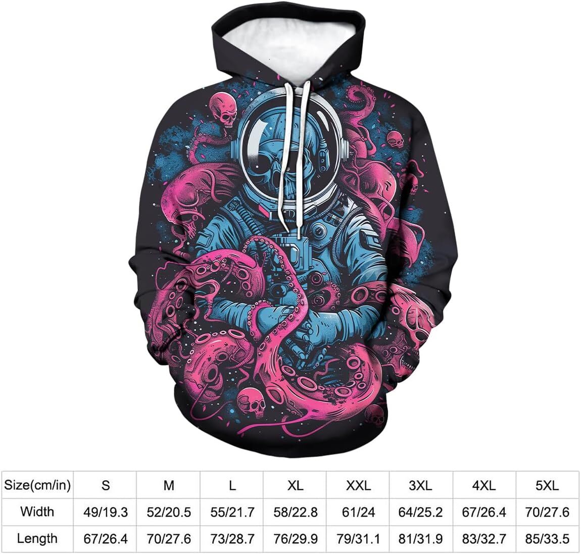 Hoodie for Mens Womens Mens Novelty Spaceman Hoodies Skull Printed Pullover Shirts Casual Long Sleeve Shirt Sweatshirt Graphic keep warm