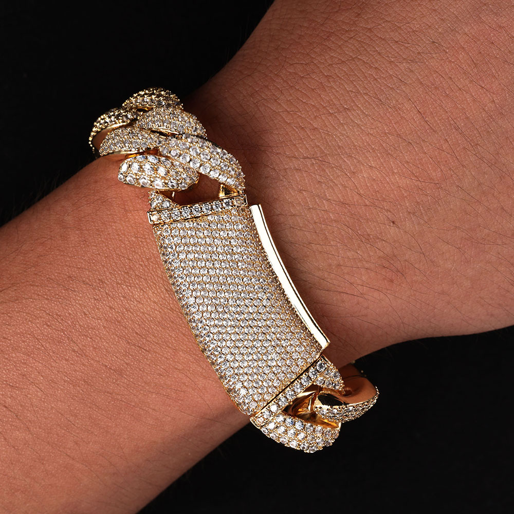 18mm Hip Hop Bubble Miami Cuban Chain Mens Necklace Gold Plated Full 5A Zircon Jewelry