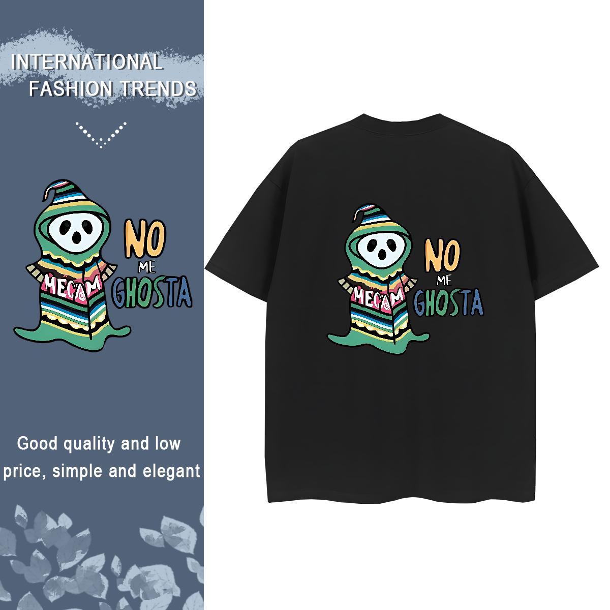 2024 DIY Women T Shirts 230g Cotton O Neck Short Sleeves Daily Outfit skull Tshirt for Man Woman Nice Cartoon Print Tees